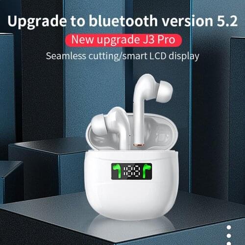Bluetooth-compatible 5.2 J3 PRO TWS Stereo LED Display Earphone Wireless Earbuds Bass Touch Control Headset Sports Earphones