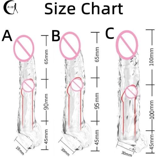 Highly Elastic Crystal Condom Reusable Penis Extender Sleeve Delay Ejaculation Penis Enlargement Intimate Goods Sex Toys For Men