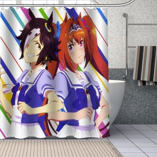 Custom Anime Uma Musume Shower Curtain With Plastic Hooks Modern Fabric Bath Curtains Home Decor Curtains Custom Your Image