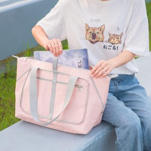Women Foldable Waterproof Duffel Bags Travel Organizer Large Capacity Luggage Bags Fashion Shopping Tote Functional Shoulder Bag