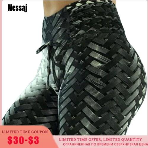 Nessaj Women Leggings High Waist Fitness Clothing Legging Slim Fit Pants Trousers Female Push Up Workout Printed Leggings