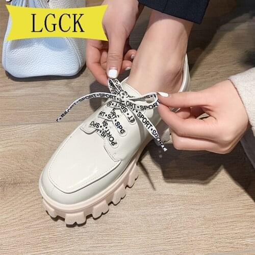 Plus Size 34-39 Spring Autumn Fashion New Women Platform Shoes Genuine Leather Casual Shoes Woman Flats Lace Up for Women Shoes