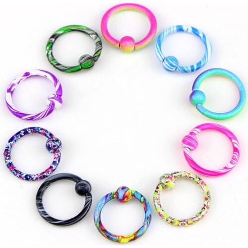 10Pcs Women Medical Stainless Steel Colorful Nose Hoop Nose Rings Clip On Nose Ring Body Fake Piercing Jewelry