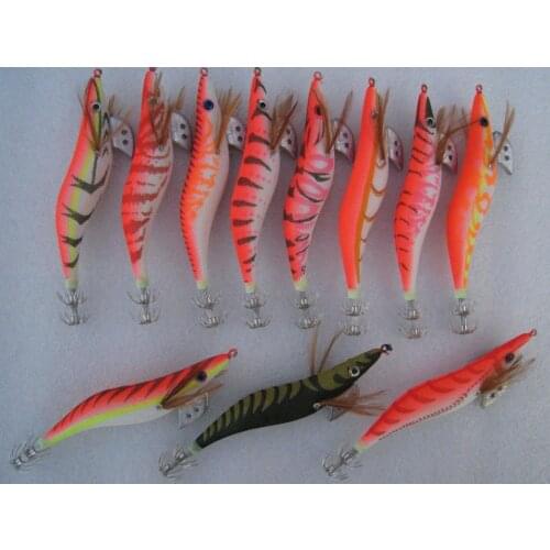 10pcs squid jigs 3.5# (13.5cm length , 21 g weight) random colour mixed