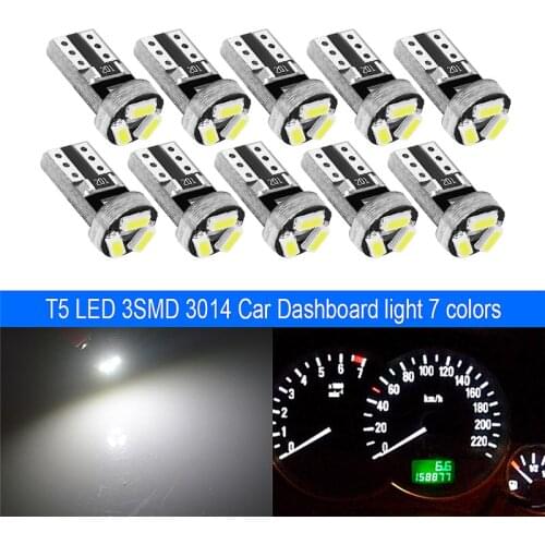 10x T5 Led W1.2W Car Light 1LED 3014 SMD Dashboard Gauge Instrument Auto Side Wedge Lights Interior Lamp