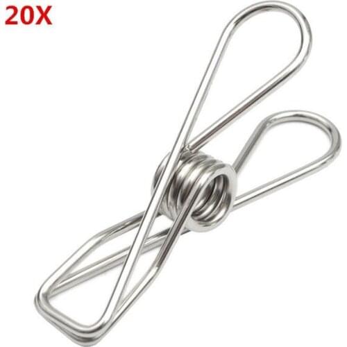 20Pcs Stainless Steel Clothes Pegs Metal Clips Hanger for Socks Underwear Towel Sheet