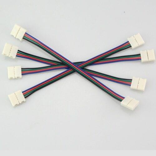 4pin RGB Led Strip No Soldering Double Connector Clip Cable Led Tape Extension Wire For 3528 5050 RGB Strip light Accessories