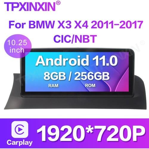 8G+256G 10.25inch Android 11 For BMW X3 X4 F25 F26 Car GPS Navigation Headunit Auto Stereo Radio Tape Recorder Multimedia IPS