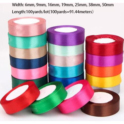 Satin Ribbons DIY Artificial Silk Roses Crafts Satin Ribbons Wedding Party Decoration Gift Wrapping Apparel Accessories100Yards