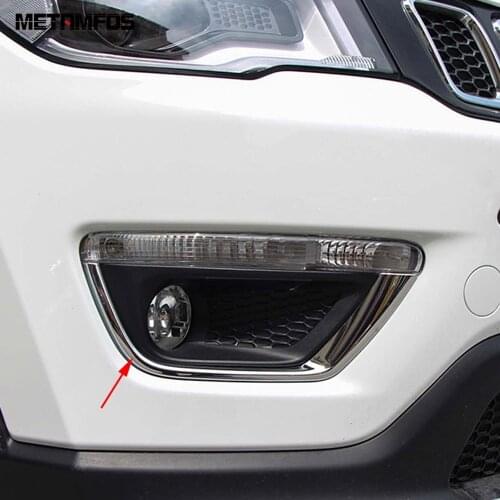 For Jeep Compass 2017-2019 2020 2021 Front Fog Light Lamp Eyebrow Eyelid Cover Trim Foglight Sticker Accessories Car Styling