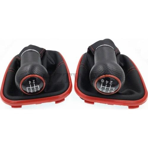 Free Shipping 5 6 Speed Freeship Car Gear Shift Knob Red Caps Gear With Red Frame For VW Golf 4 1998-2006