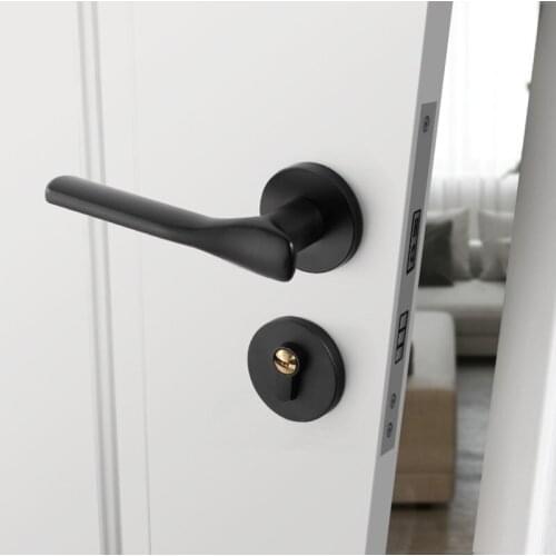 Black Silent Bedroom Door Lock Living Room Bathroom Door Handle Lock Mechanical Anti-theft Furniture Hardware Accessories