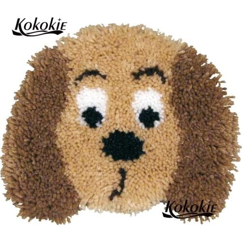 Diy tapijt floor decoration latch hook kits rug printed canvas cartoon dog needle for carpet embroidery handwerken knooppakket