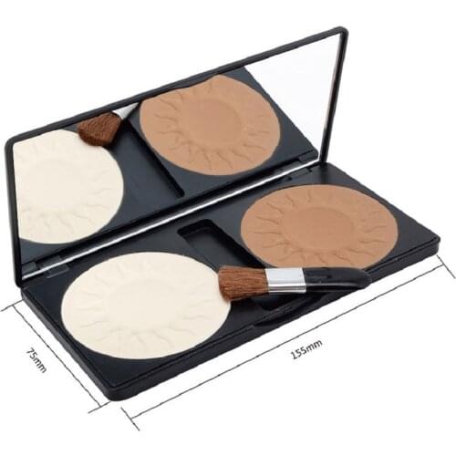 MYG Makeup Two-Color Contouring powder Silk Smooth Shadow Highlighter Setting Powder With Bursh And Mirror Longlasting QBMY