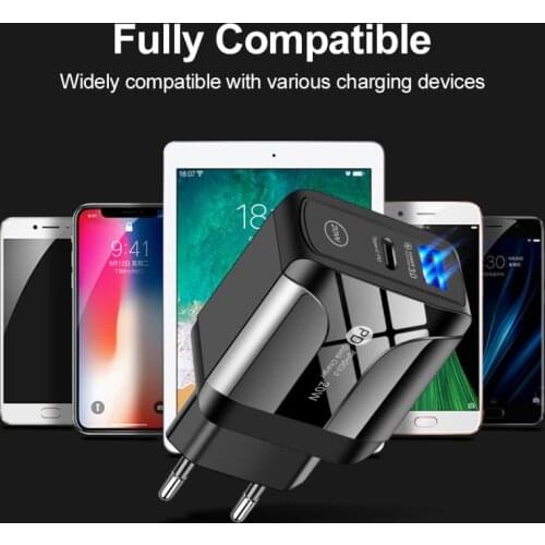 EU/US/UK 20W USB Type C Quick Charge 3.0 For Phone Adapter for Iphone 12 pro Max Xiaomi Samsung Portable Wall Mobile Charger