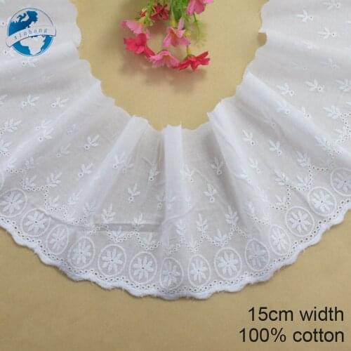 15cm width 100% Cotton embroid lace sewing ribbon guipure trim fabric warp knitting DIY Garment Accessories wedding lace#3381