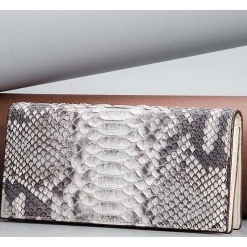 Hongqiangyin New python skin women wallet female bag new women purse female Long snake wallet Zipper women clutch bag