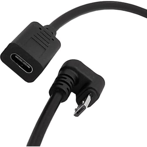 180 Degree Micro usb Up Angle USB 3.1 Type C Female to Micro USB Male USB-C Charging Data Converter Adapter Cable 0.3m/30cm