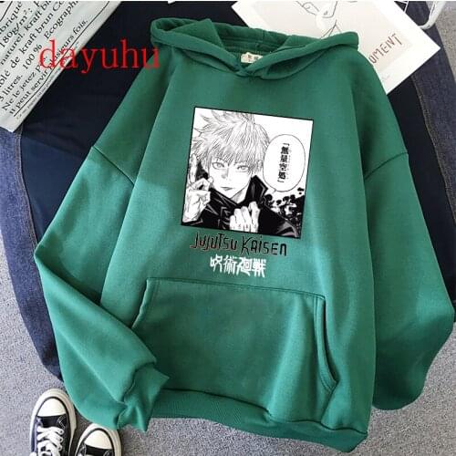 Japanese Anime Hoodies Jujutsu Kaisen Graphic Hoodie Winter Warm Cartoon Streetwear Harajuku Yuji Itadori Sweatshirts manga Male