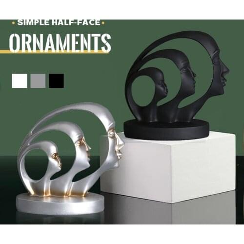 Creative Half-Face Resin Black Ornaments Modern Minimalist Living Room TV Cabinet Decoration Home Furnituring For Housewarming