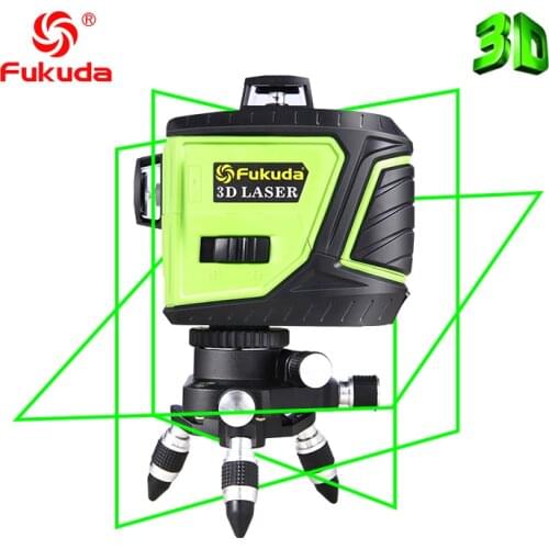 Fukuda 12 lines MW-93T lithium battery green/red laser level 360 Vertical And Horizontal Self-leveling Cross Line 3D laser nivel