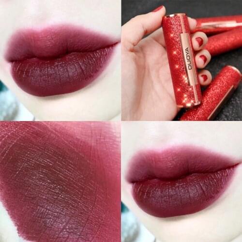 Makeup Dark red Lipstick Lip Gloss Korean Style Beauty Tint Matte Texture High Saturation Moisturizing