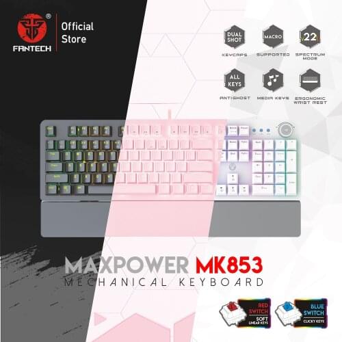 FANTECH MK853 Mechanical Keyboard 104 Keys English Keyboard LED multimedia And Marco Game Keyboard For MOBA FPS DOTA