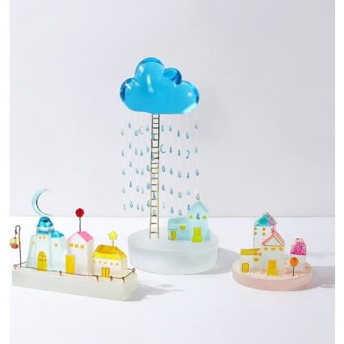 Sky Clouds Small House Micro Landscape Decorations Epoxy Resin Mold Miniature Ornaments Silicone Mould DIY Crafts Casting Tools