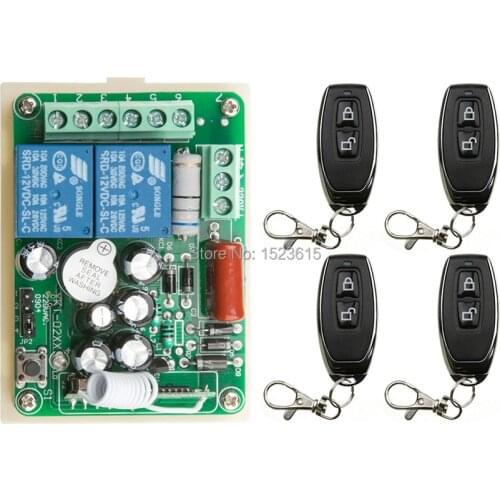 NEW AC220V 2CH 10A Radio Controller RF Wireless Relay Remote Control Switch 315 MHZ 433 MHZ teleswitch 4 Transmitter +1 Receiver