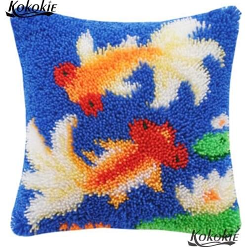 Diy rug carpet cross stitch sets sale needlework 3d latch hook cushion embroidery yarn handicraft cushion Patchwork Pillowcase