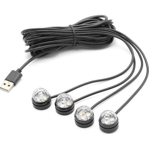 Sound Control Car Interior Ambient Decorative Light Colorful RGB Foot Light Universal Auto USB Atmosphere Light