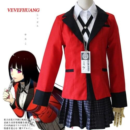 VEVEFUANG Yumeko Jabami Cosplay Kakegurui Red School Uniform Costume Anime Kakegurui Cosplay Jabami Yumeko Costume Women