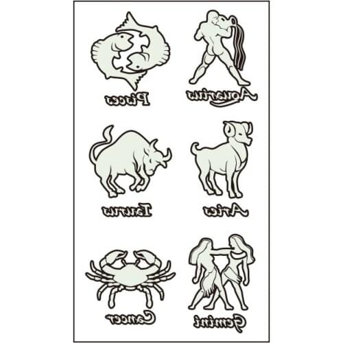 Waterproof Temporary Luminous Tattoo Sticker Pisces Taurus Aries Cancer Gemini Constellation Flash Fake Tatto for Women Men