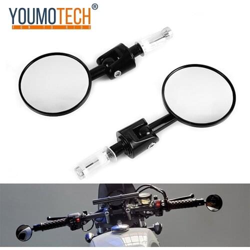 2Pcs Motorcycle Aluminum 7/8" 22mm Bar End Side Rearview Mirror Universal Motorbike Bike Handlebar Rear View Mirrors Universal