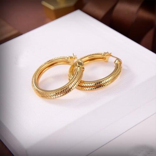 Hot fashion brand retro new big design hip-hop rock round thick chain gold double earring women party banquet jewelry girl gift