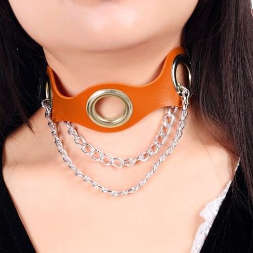 Women Gothic Necklace Punk Style Choker Collar Necklace Chocker Round Spike Collar Pendant Jewelry For Women Birthday Party Gift