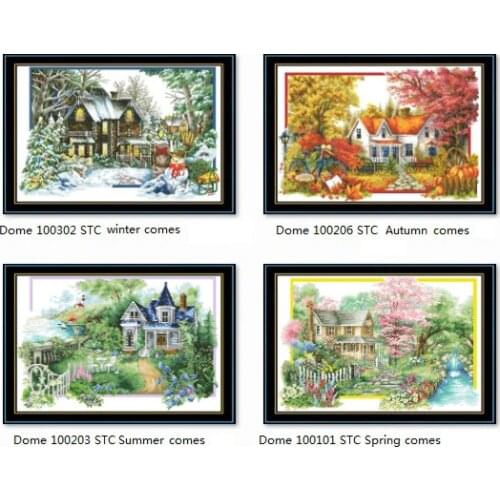 Gold Collection Counted Cross Stitch Kit dome Spring Summer Autumn Winter Comes Four Seasons Season Comes House Home Town