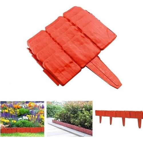 10pcs Grey Garden Fence Edging Cobbled Stone Effect Plastic Lawn Edging Plant Border Decorations Flower Bed Border Garden Decor