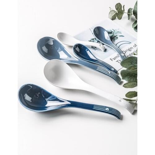 10PCS Creative Nordic Style Ceramic Household Soup Spoon Chinese Style Scoop Spoon Tableware Spoon For Home Restaurant ZA356