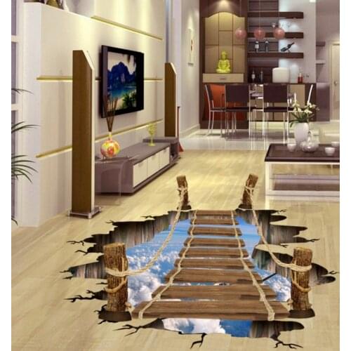 3D Bridge Floor/Wall Sticker Waterproof Mural Decals Art Living Room Home Decor