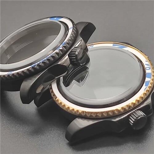 41mm Sapphire Case Watch Case For Diving Water Ghost All Black Pvd 316L Stainless Steel Watch 2824 Shell