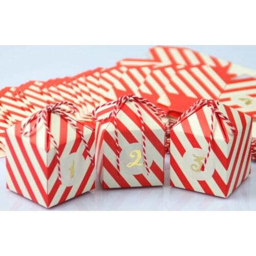48pcs European red and white striped candy boxes creative personality packaging carton candy boxes