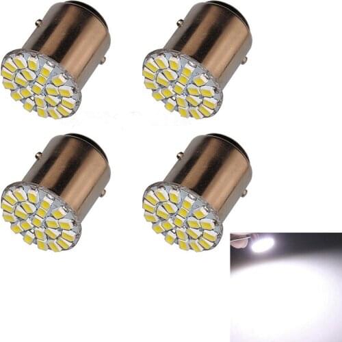 4x White 22 LED Car Auto Tail Rear Turn Brake Light Bulbs Lamp BAY15D 1157