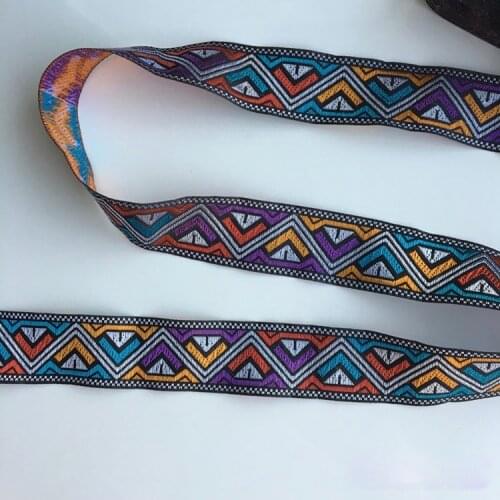 5yards cross stitch embroidery jacquard webbing lace trim 3.3cm dress collar ribbon tape ethnic tribal nepal thai india boho DIY