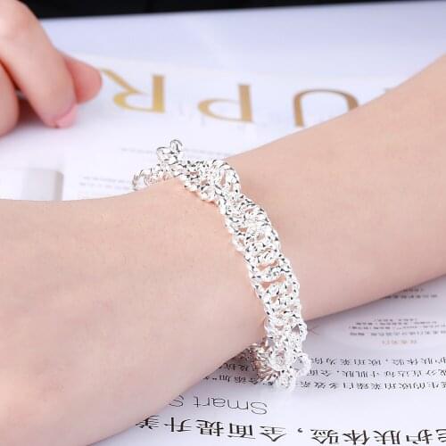 Classic fashion brand jewelry beautiful Shiny twisted circle chain 925 sterling silver Bracelet for woman Wedding party gifts