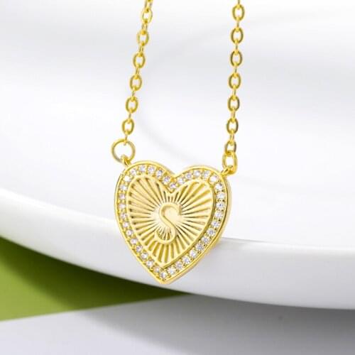 Zircon Heart Initial Letter Necklaces For Women Men Cute Gold Color Chain Choker Female Pendant Necklace Fashio Jewelry 2020 BFF