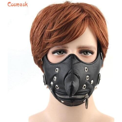 Cosmask Halloween Punk Mask With Spikes Rivets Eyelets Rock Hip-hop Party Outdoor Sports Cosplay Lower Half Face Black Mask