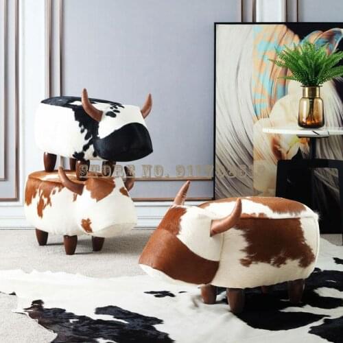 Designer leather calf personality creative animal cloakroom shoe changing stool household footstool living room shoe stool