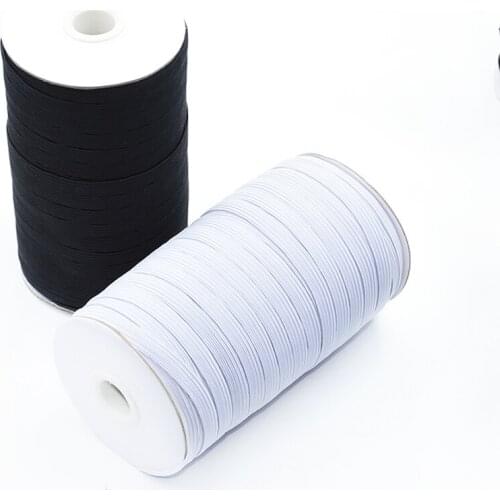 Elastic Bands White and Black a Roll 90Meters/180Meters 3/5/6/8/10/12mm Width Polyester for Clothes Garment Sewing Accessories