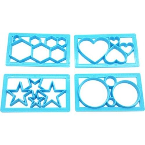 4pcs/set DIY Baking Mold Love Stars Football Shaped Fondant Cake Tool Set Plastic Biscuit Embossing Die Cutter Cookies Mold Tool
